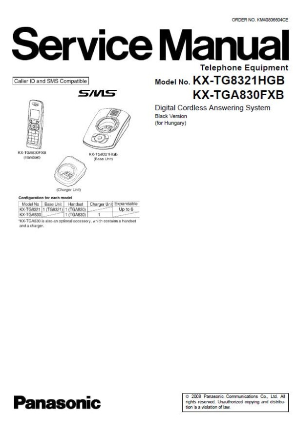 KX-TG8321HGB, KX-TGA830FXB